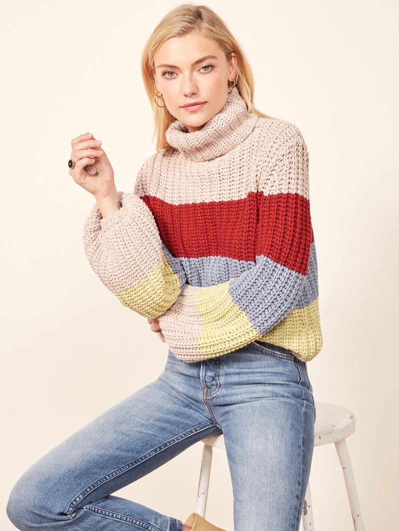 La Ligne x Reformation Color-Me-Happy Sweater in Bright Stripe $228