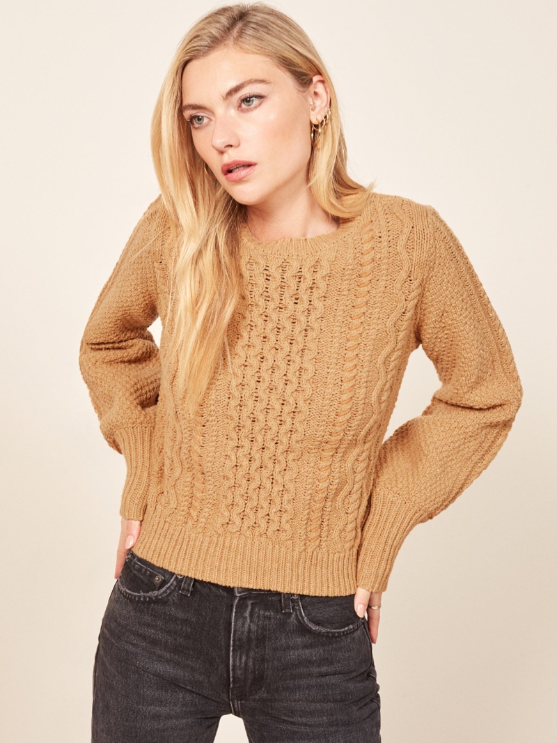 La Ligne x Reformation Sail-Away-With-Me Sweater in Camel $228