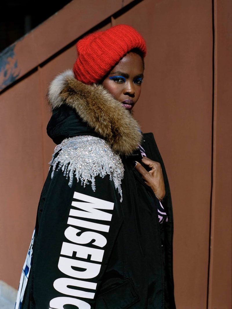 Lauryn Hill poses in Washington Heights, New York, for Woolrich fall-winter 2018 campaign