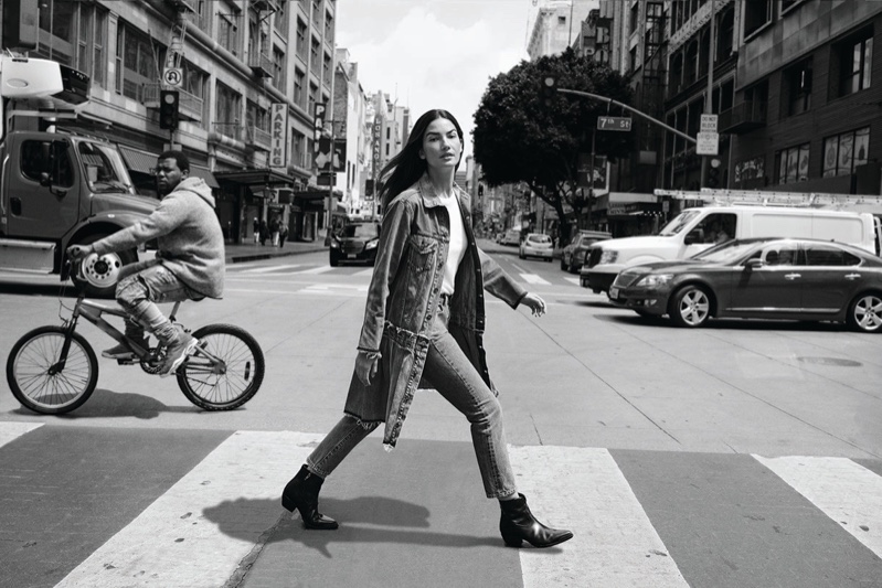 Lily Aldridge takes on denim style for Levi's Made & Crafted campaign