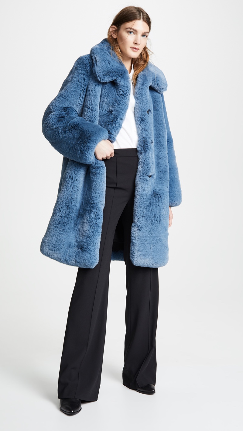 Marc Jacobs Plush Faux Fur Coat with Collar $950