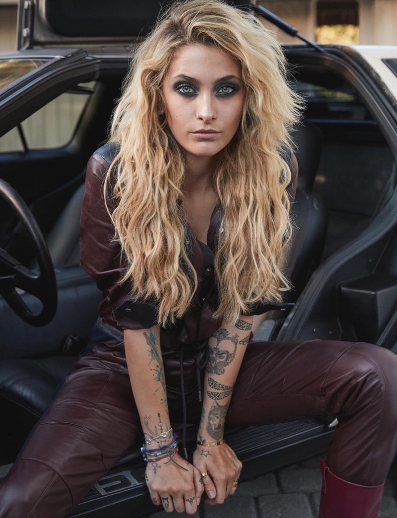 Actress Paris Jackson poses in Karl Lagerfeld jumpsuit