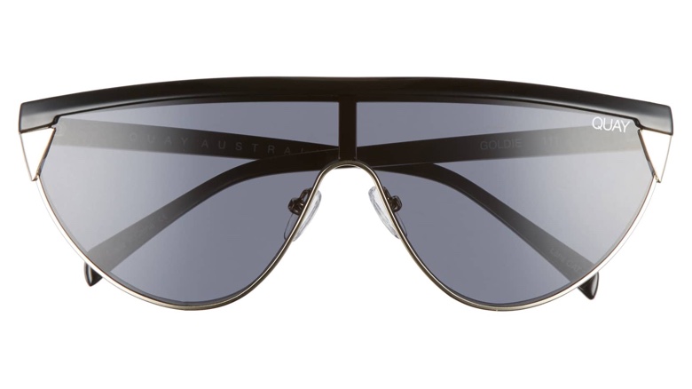 Quay Australia x Elle Ferguson Goldie Shield Sunglasses in Black/Smoke $65