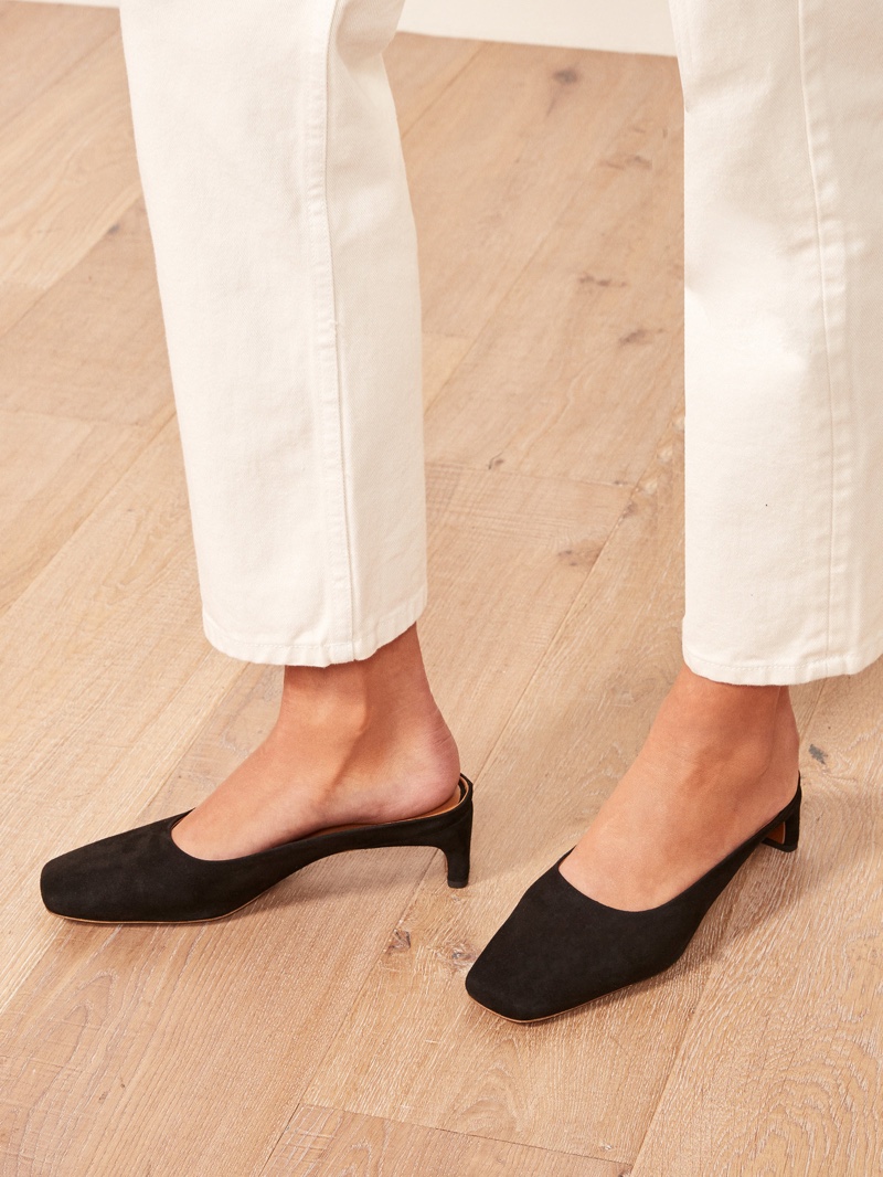 Reformation x By Far Maria Mule in Black $420