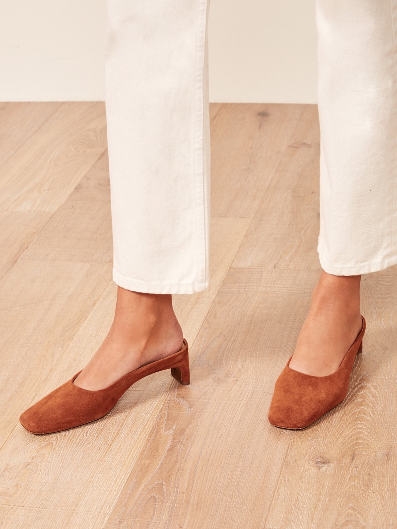 Reformation x By Far Maria Mule in Brick $420