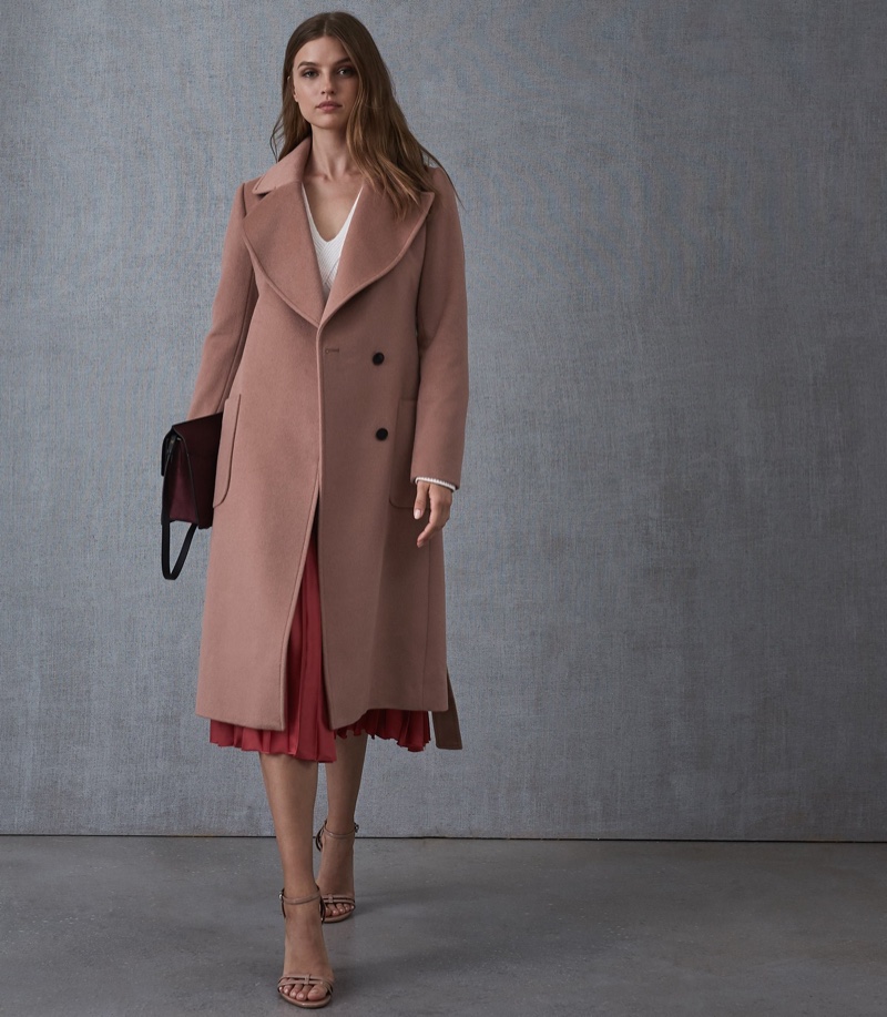 Reiss Faris Belted Longline Coat in Mocha $695