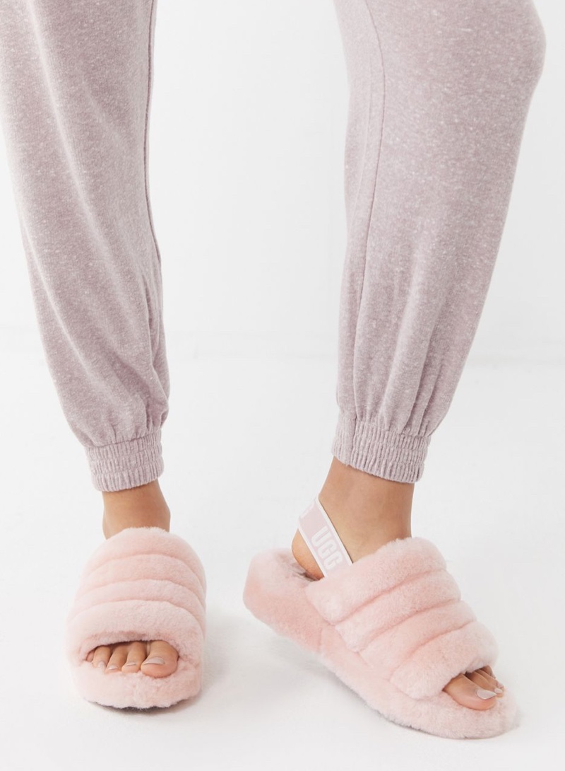 ugg pale pink fluff yeah slide slippers