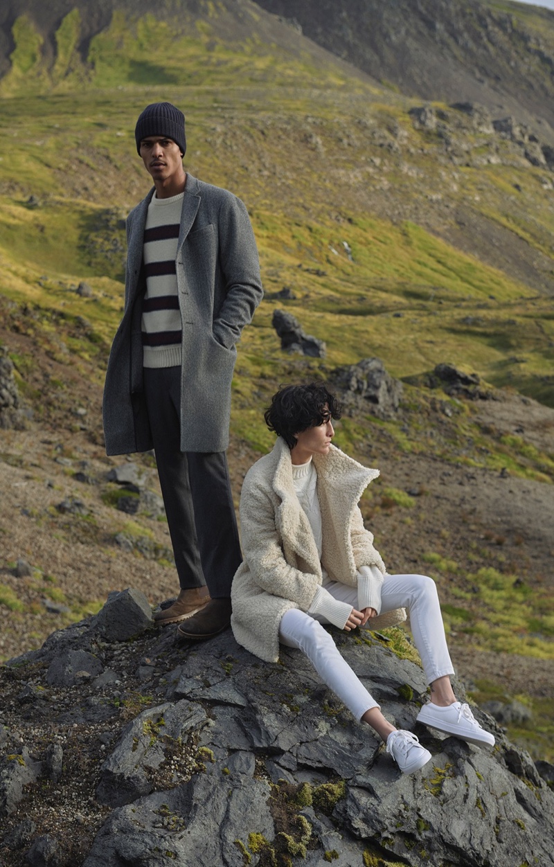 Geron McKinley and Heather Kemesky appear in Banana Republic Holiday 2018 campaign
