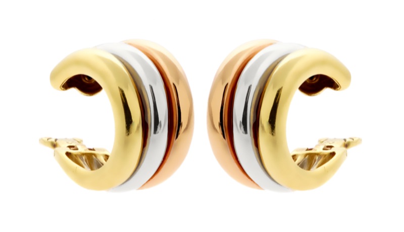 Cartier Trinity Tri Color Gold Hoop Earrings