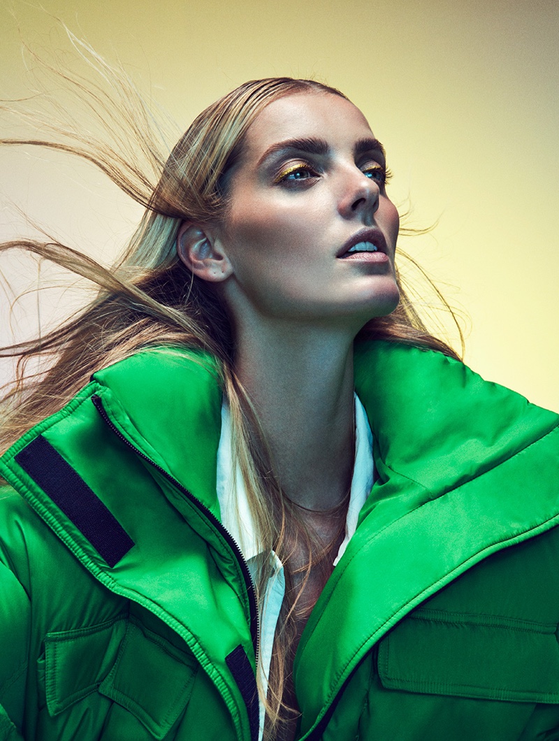 Denisa Dvorakova Wears Bold Outerwear in Woman Spain