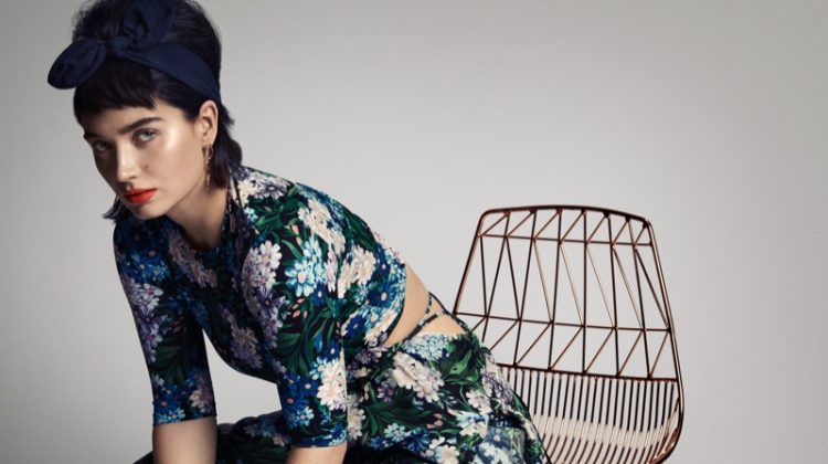 Embracing florals, Eve Hewson wears Balenciaga dress and Bonheur earrings