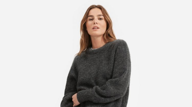 Everlane Oversized Alpaca Crew Sweater in Heather Charcoal $95