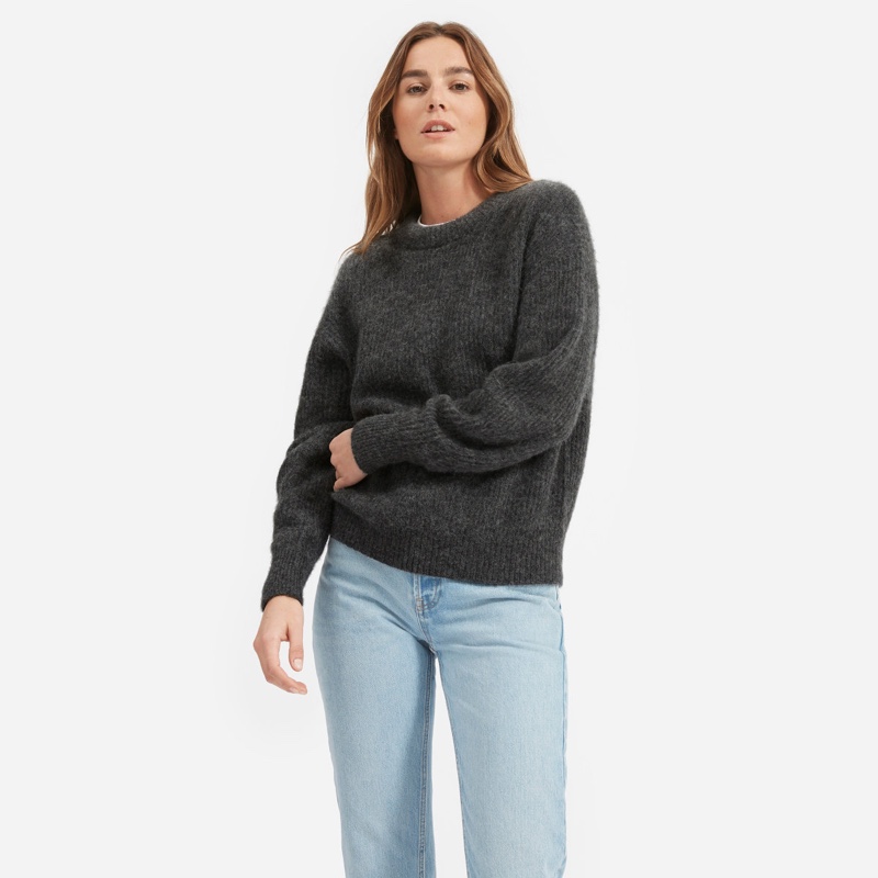 Everlane Oversized Alpaca Crew Sweater in Heather Charcoal $95