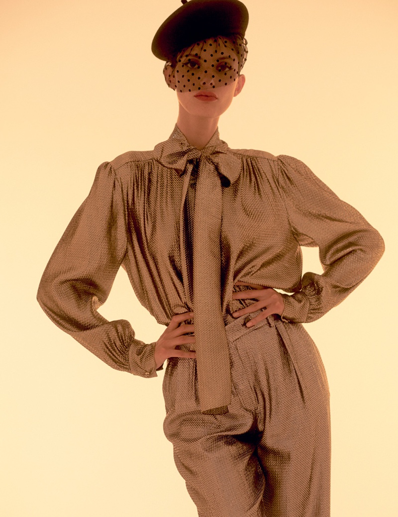 Giulia Manini Models Glamorous Looks for Harrods Magazine