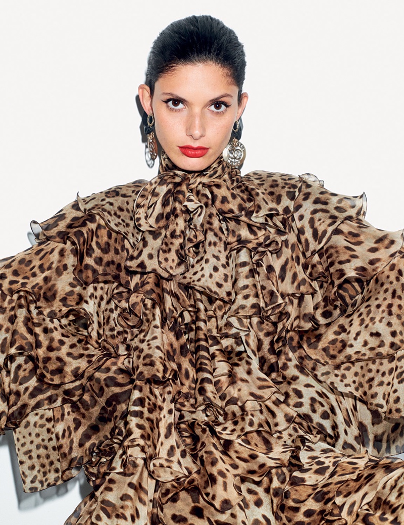 Giulia Manini Models Glamorous Looks for Harrods Magazine