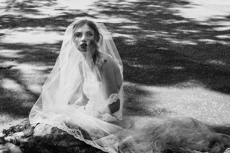 Wearing a bridal look, Imogen Poots poses in The Endings. Photo: Caitlin Cronenberg