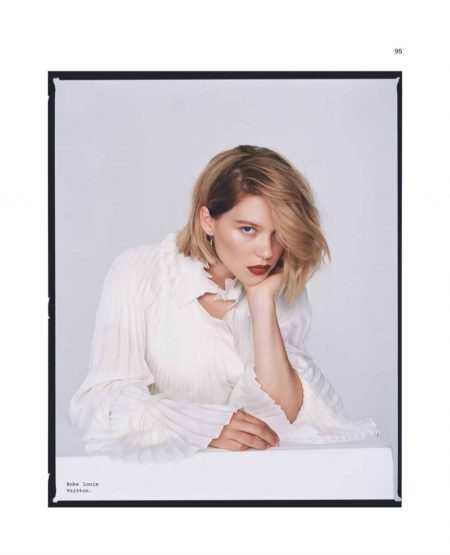 Lea Seydoux Poses in White Looks for Marie Claire France Dressed in white, Lea Seydoux wears Louis Vuitton dress