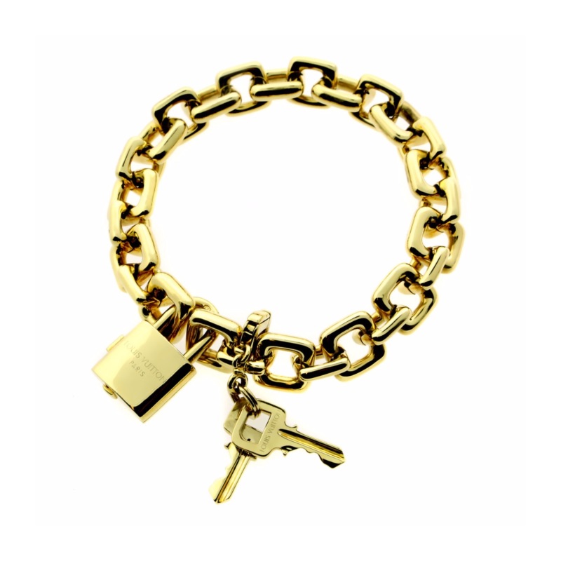 Louis Vuitton Padlock & Keys Gold Charm Bracelet