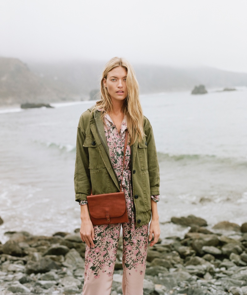 Martha Hunt poses by the sea for Lucky Brand Holiday 2018 campaign