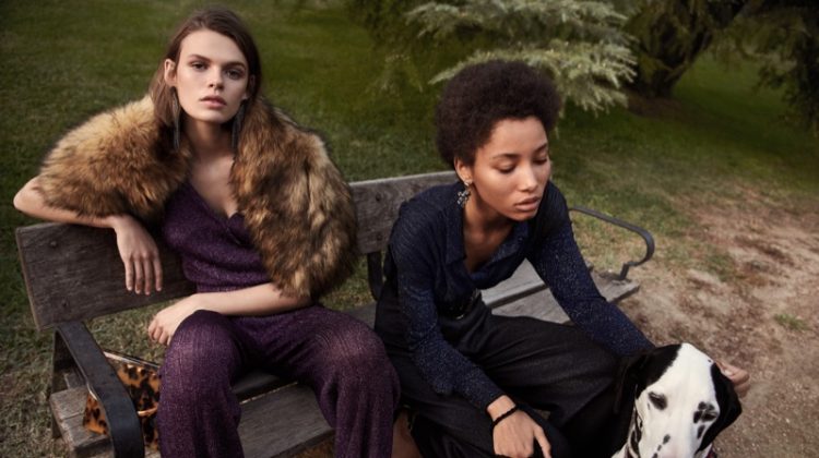 Cara Taylor and Lineisy Montero front Mango Evening fall-winter 2018 campaign