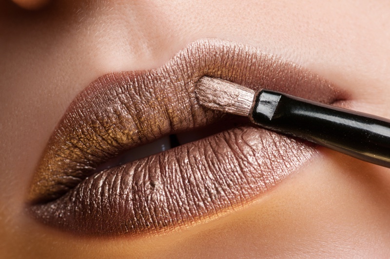 A modern metallic lipstick shade.