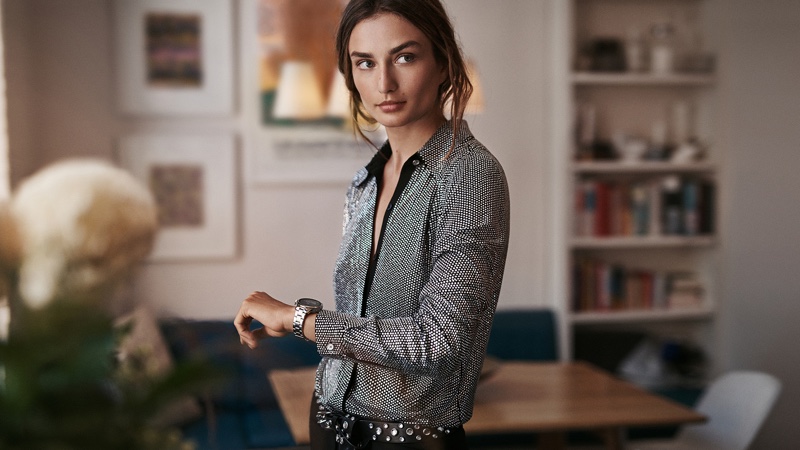 Model Andreea Diaconu fronts Michael Kors Access Runway Smartwatch campaign