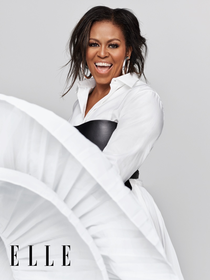 Michelle Obama poses in a full Dior look