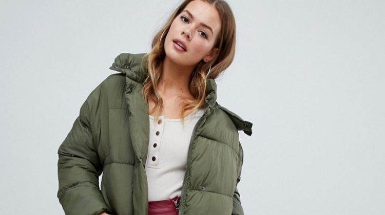 Missguided Longline Padded Jacket Khaki $95