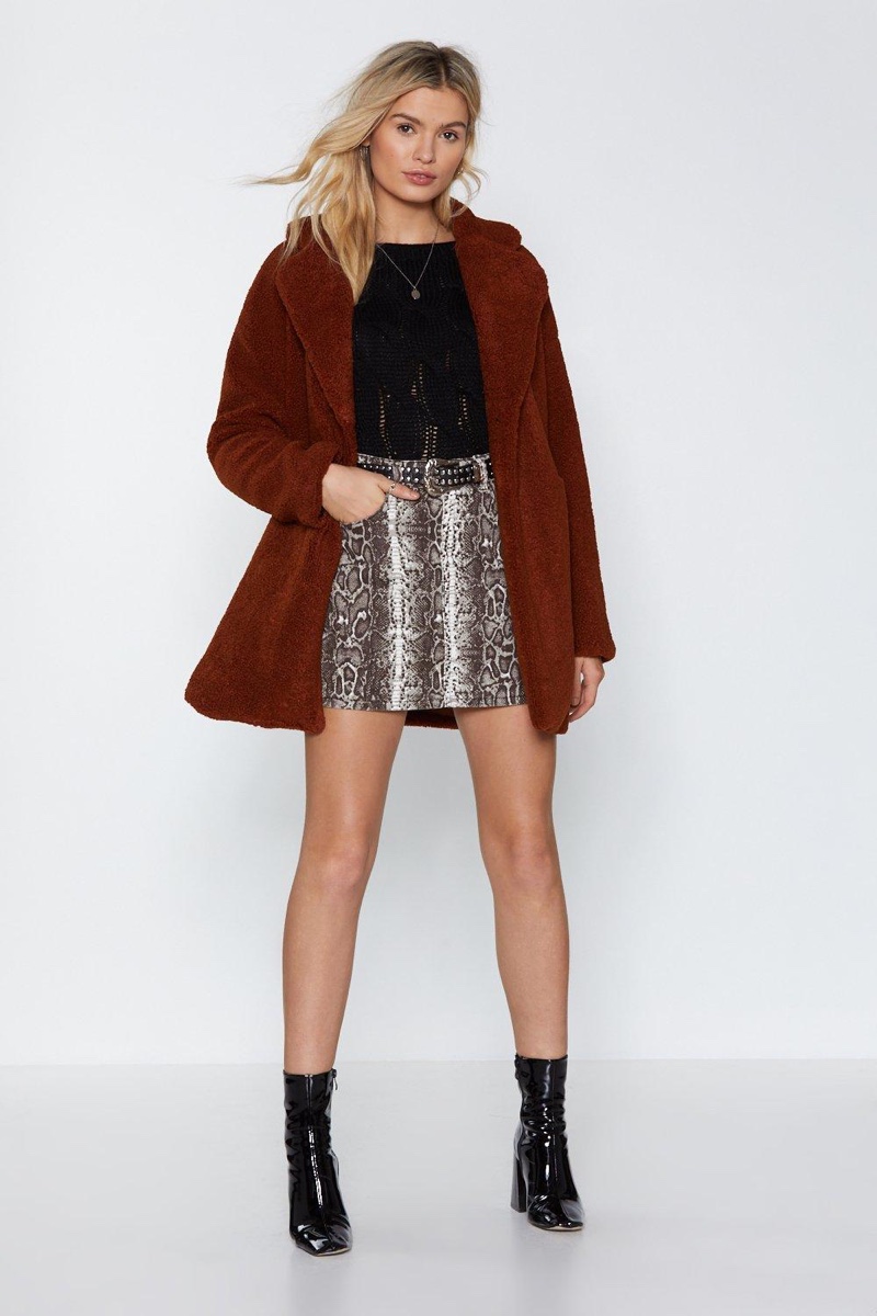 Nasty Gal Long December Faux Fur Coat in Brown $52 (previously $130)