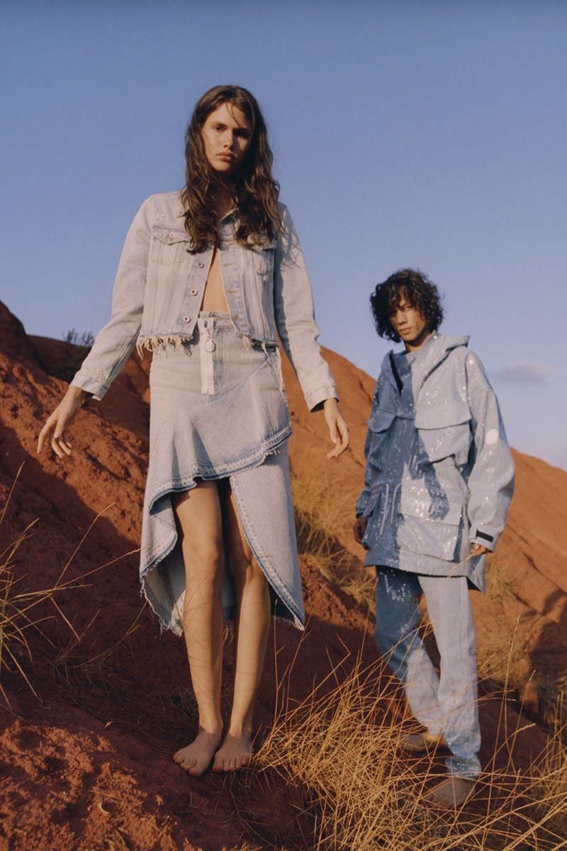 Vanessa Moody and Diogo Guerreiro front Off-White Denim resort 2019 campaign