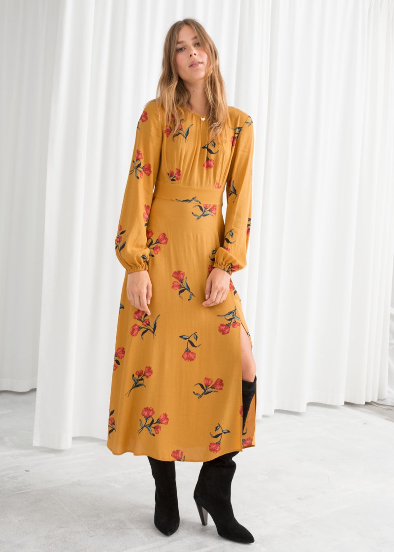 & Other Stories Printed Long Sleeve Midi Dress $53 (previously $119)