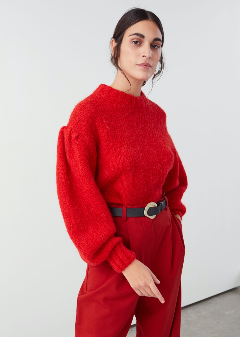 & Other Stories Wool Blend Puff Sleeve Sweater $119