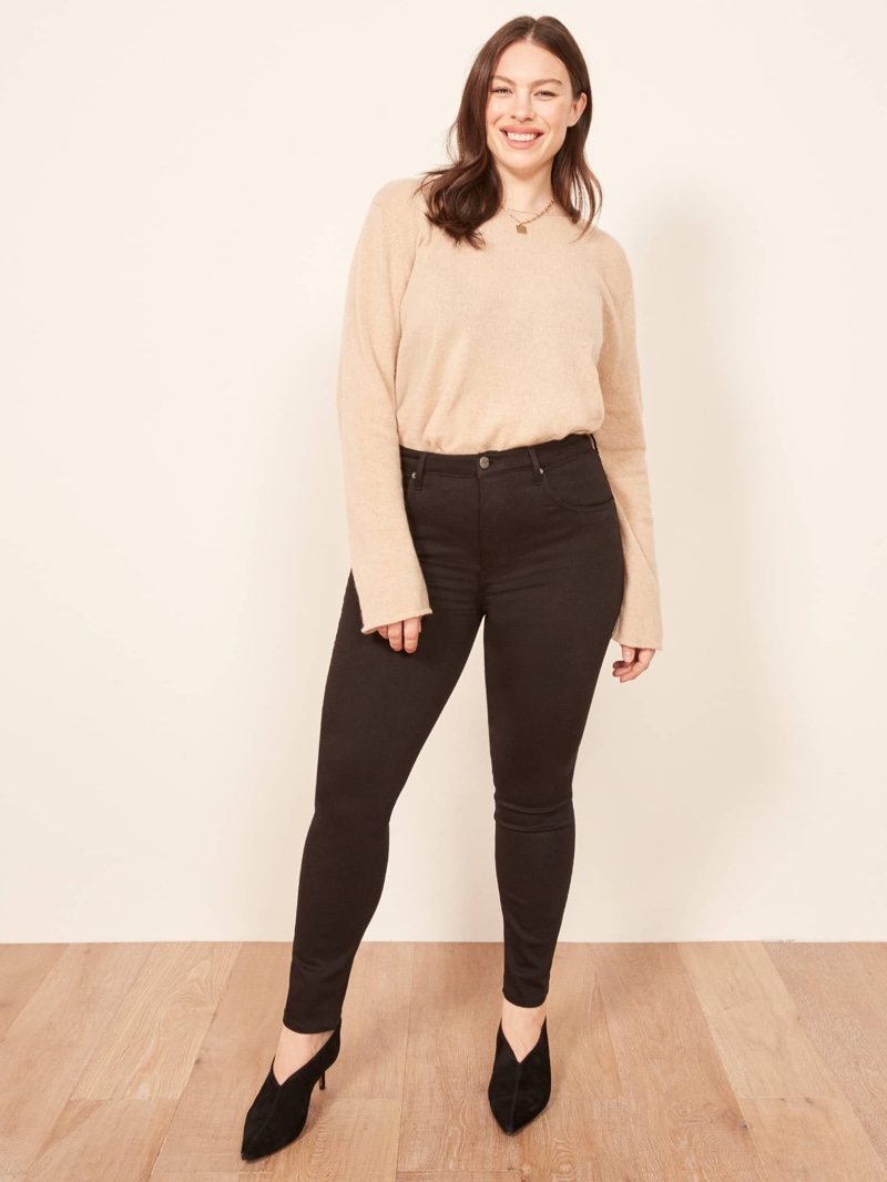 Reformation Plus Size High & Skinny Jean in Black $98