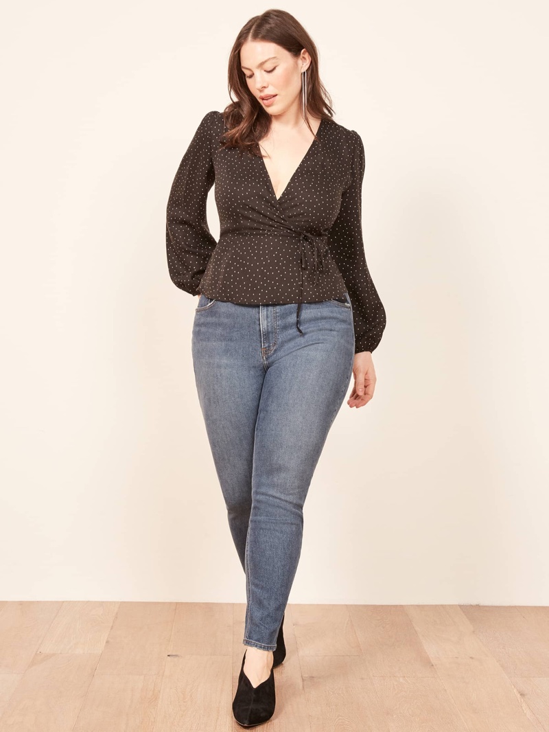 Reformation Plus Sized High & Skinny Jean in Rhine $98