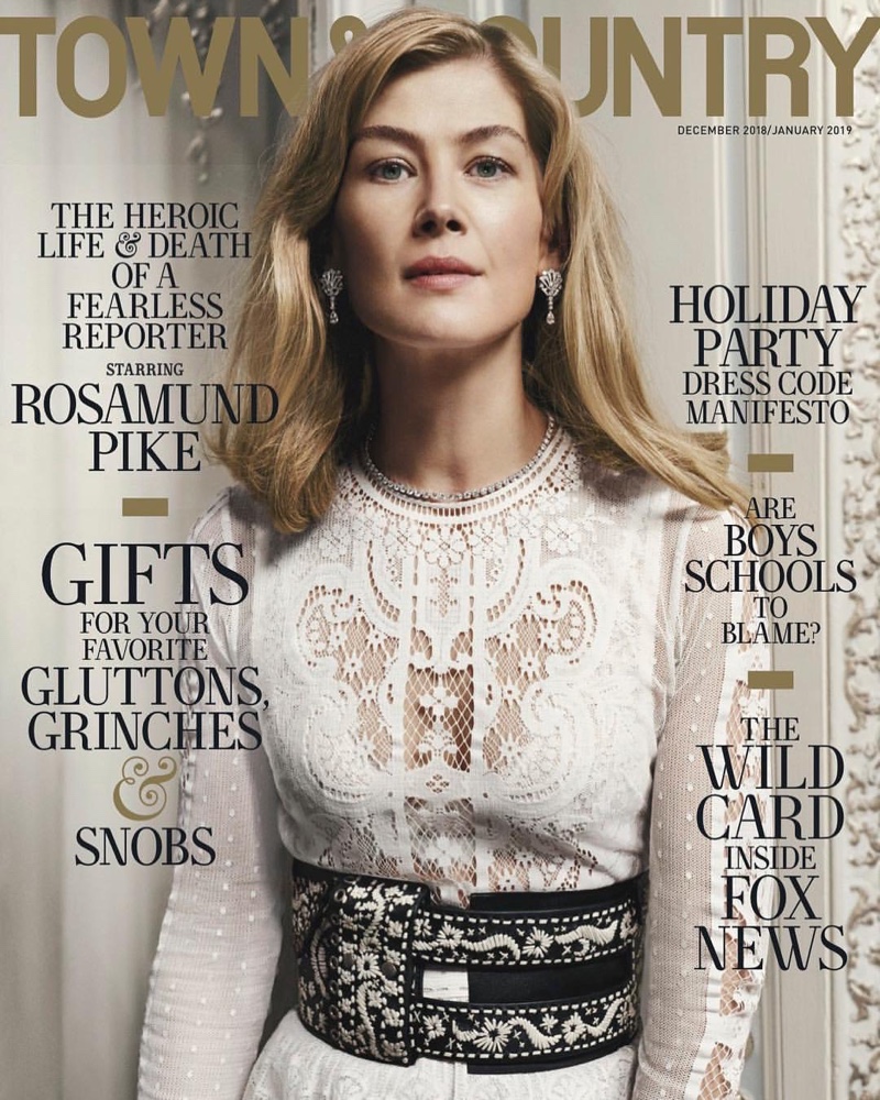 Rosamund Pike on Town & Country Magazine December/January 2018.19 Cover