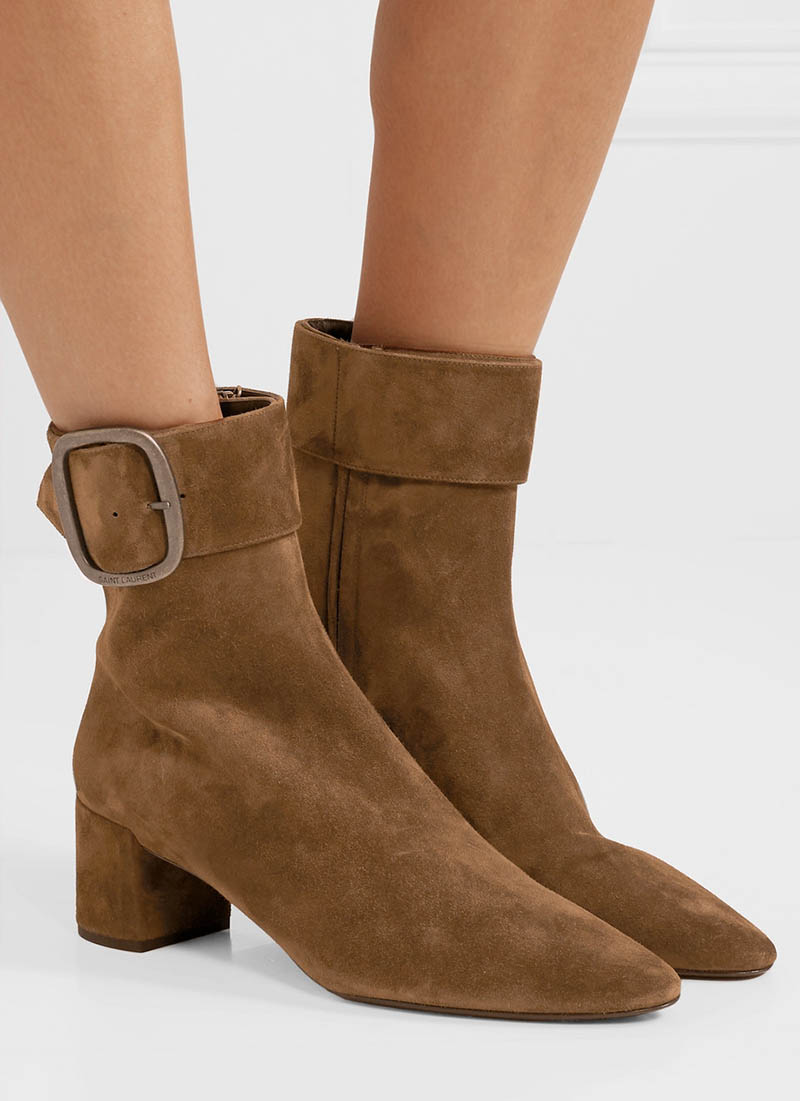 Saint Laurent Joplin Suede Ankle Boots in Brown $1,395