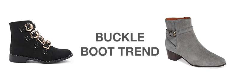 Suede buckle boots women's