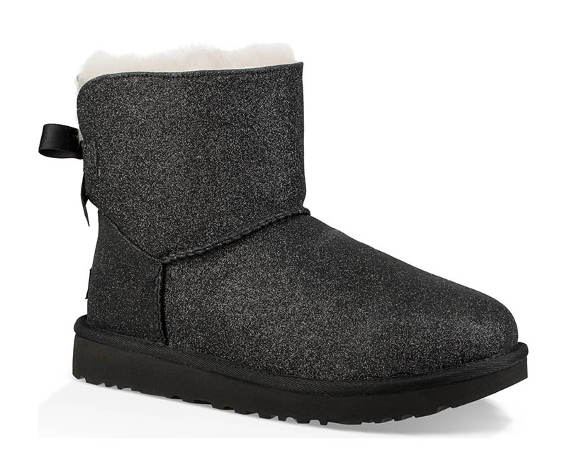 UGG Bailey Bow Sparkle Genuine Shearling Boot in Black $159.95