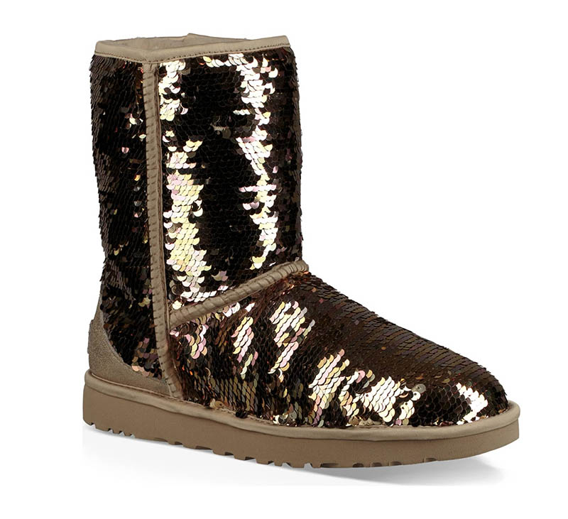 UGG Classic Short Sequin Boot in Gold Combo $189.95