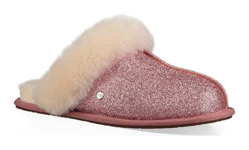 glitter shearling slippers