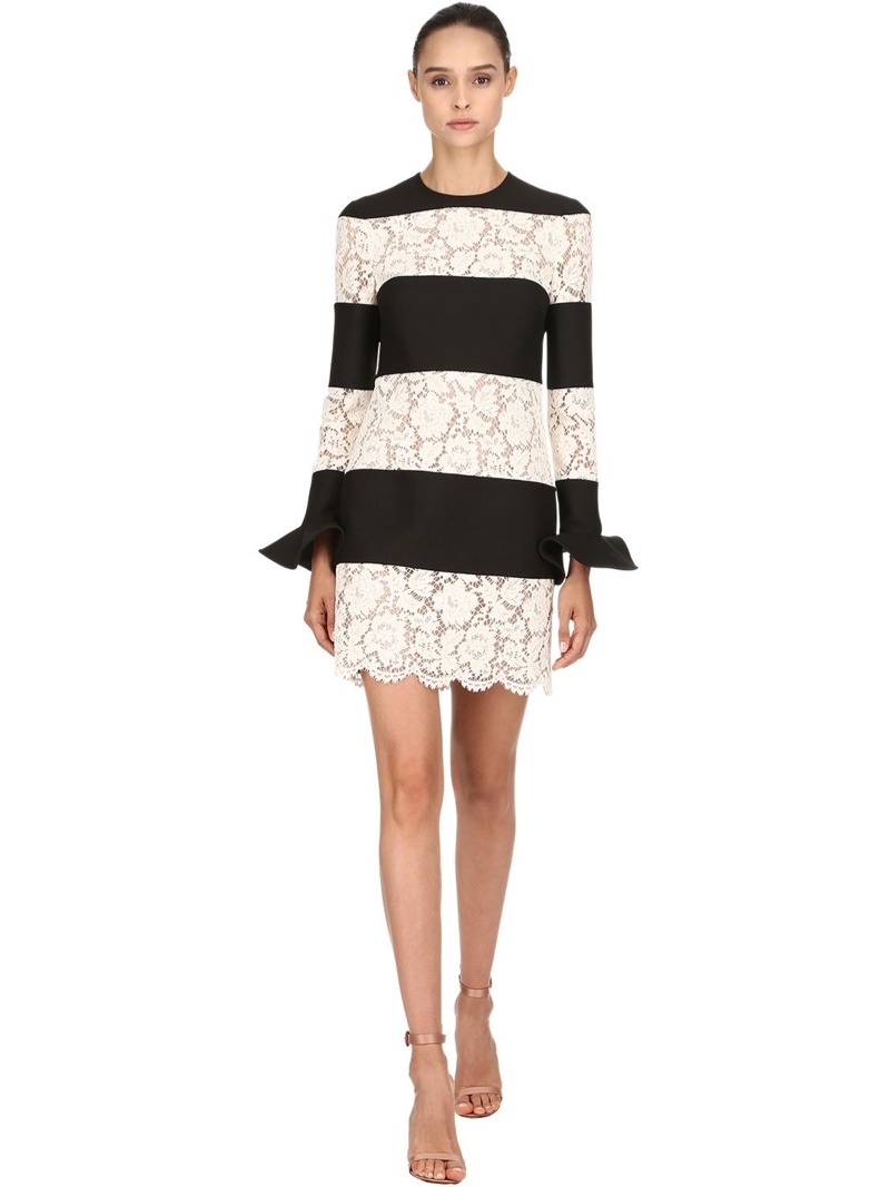 Valentino Striped Wool & Silk Lace Dress $2,786 (previously $3,980)