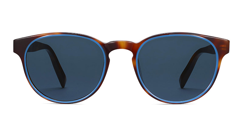 Warby Parker Percey Sunglasses in Oak Barrel with Cerulean $145