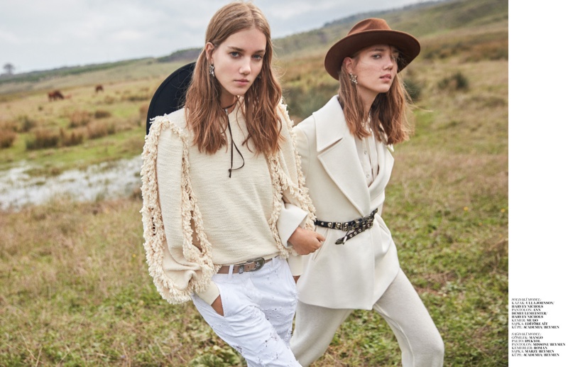 Amalie & Cecilie Moosgaard Wear Western Styles in Marie Claire Turkey