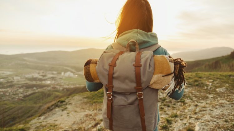 woman hiking backpack