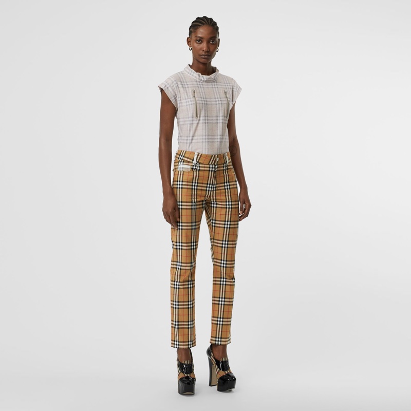 Burberry x Vivienne Westwood Zip Detail Vintage Check Cotton Trousers $690