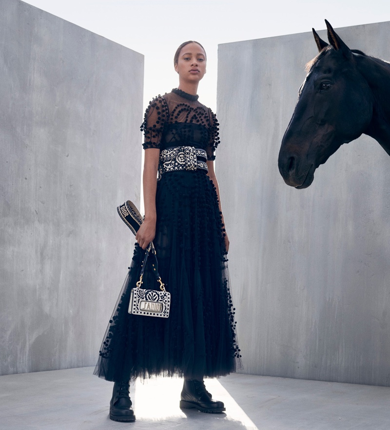 Model Selena Forrest poses with J’Adior bag for Dior cruise 2019 campaign