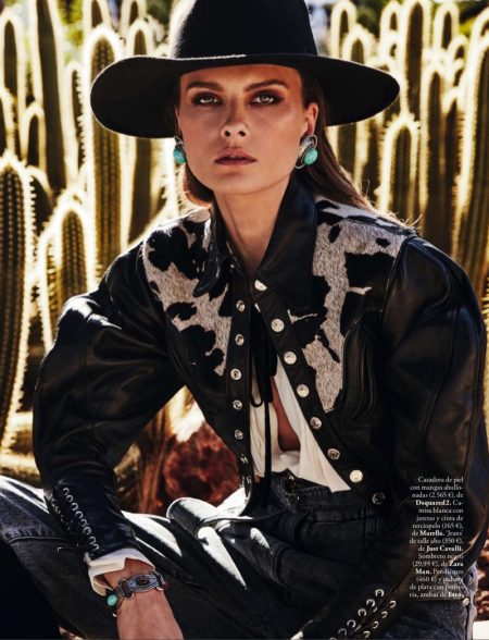 Elena Melnik Takes On the Western Trend for ELLE Spain Elena Melnik Takes On the Western Trend for ELLE Spain