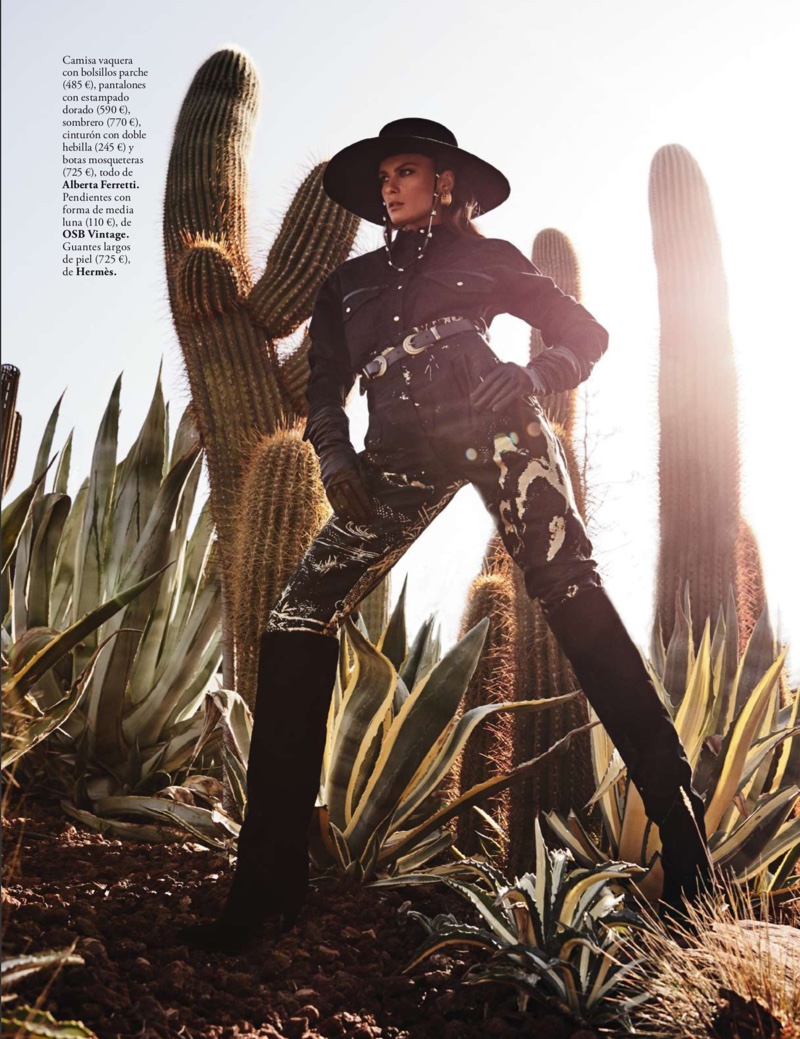 Elena Melnik Takes On the Western Trend for ELLE Spain