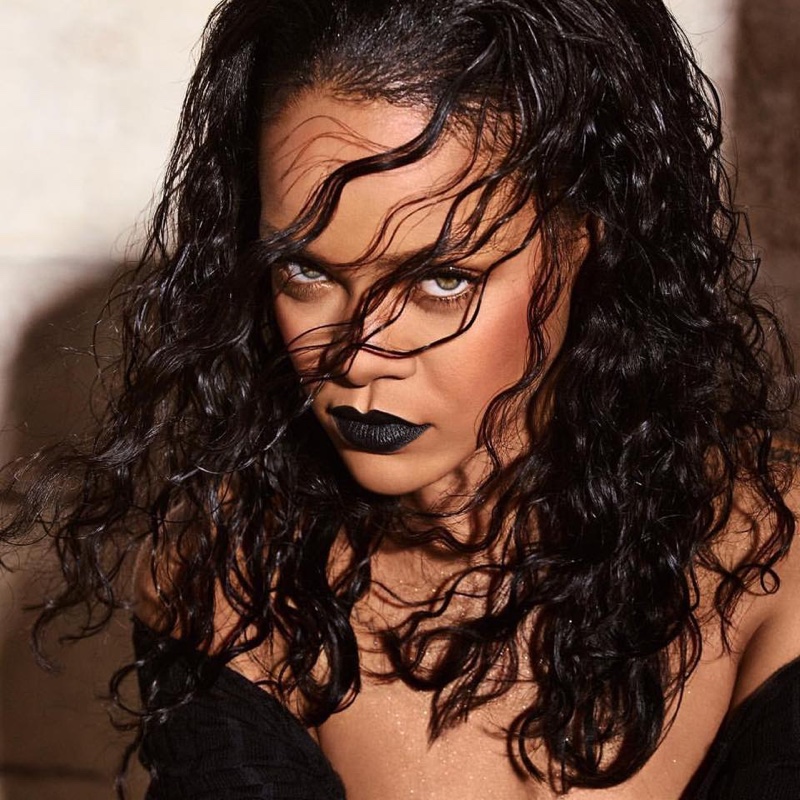 Rihanna looks gothic chic in Fenty Beauty F'N Black Mattemoiselle lipstick