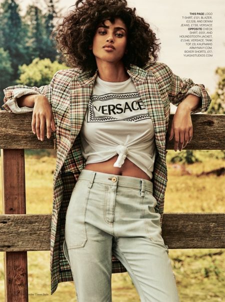 Imaan Hammam Strikes a Pose in Versace for Sunday Times Style